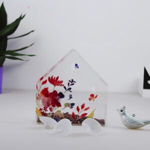 Spring-filled printed background window bird feeder with super strong suction cup - transparent acrylic feeding window cat bird house gift