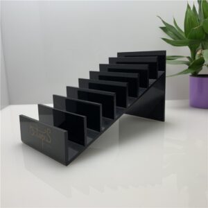 8-layer stepped black acrylic wallet display stand
