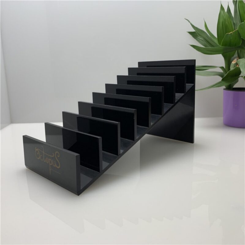 8-layer stepped black acrylic wallet display stand