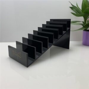 8-layer stepped black acrylic wallet display stand