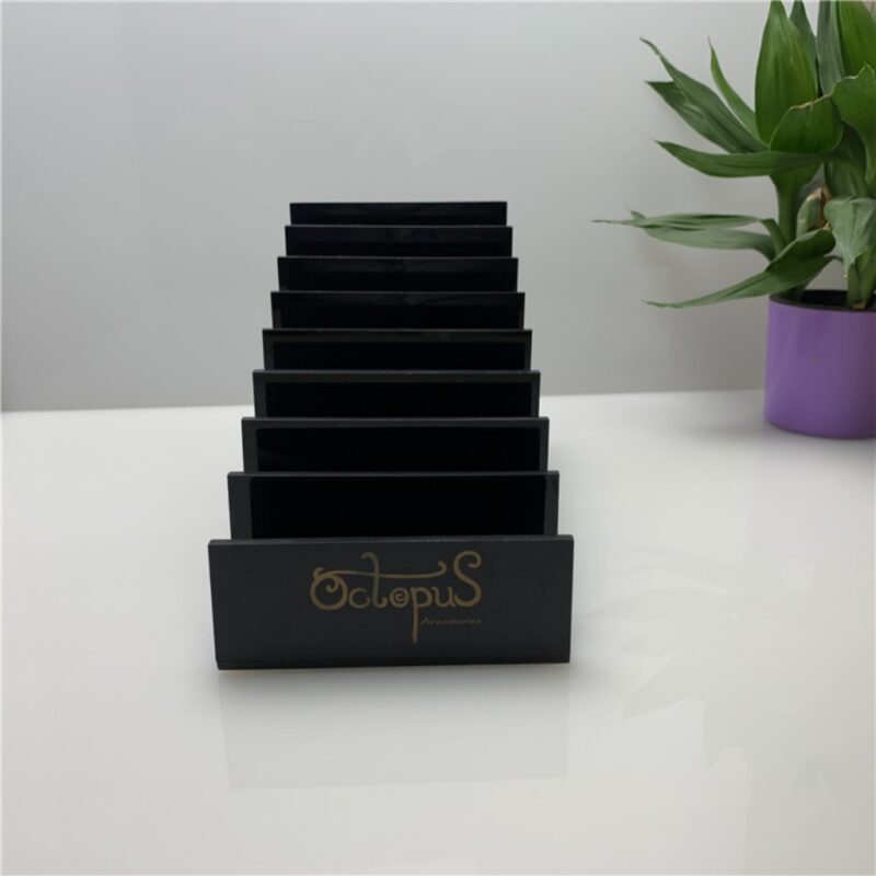 8-layer stepped black acrylic wallet display stand