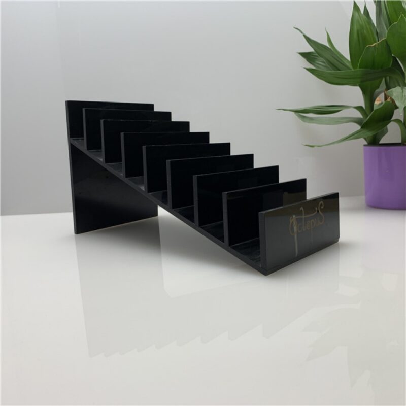 8-layer stepped black acrylic wallet display stand