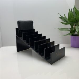 8-layer stepped black acrylic wallet display stand