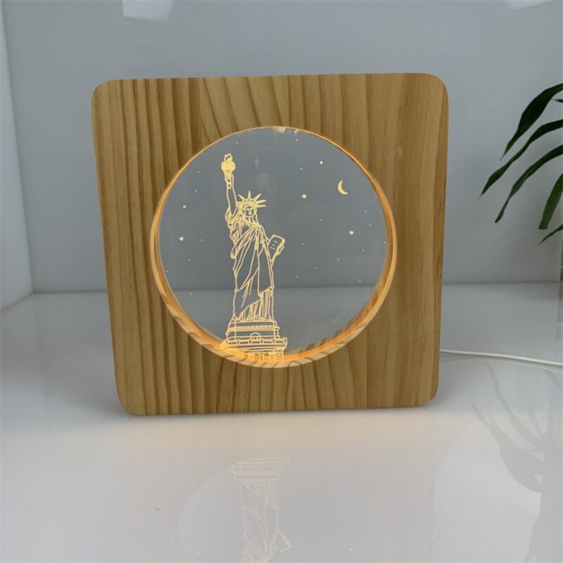 IMG_E8320 A 3D creative acrylic wooden night light in the shape of the Statue of Liberty