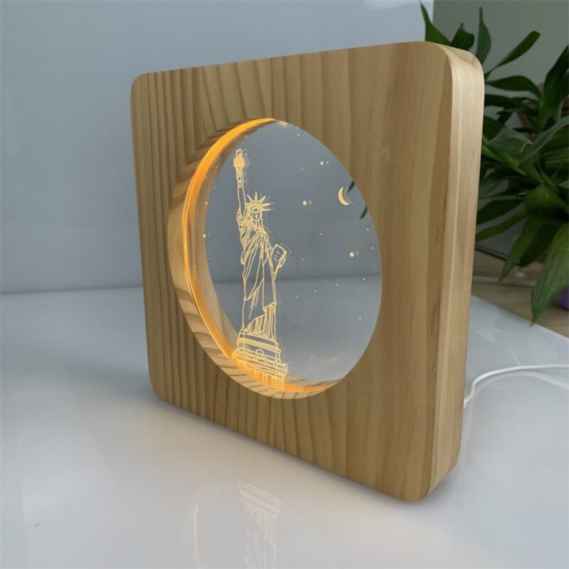 IMG_E8322 A 3D creative acrylic wooden night light in the shape of the Statue of Liberty
