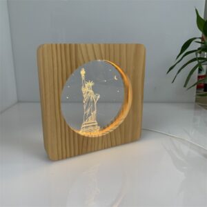 IMG_E8323 A 3D creative acrylic wooden night light in the shape of the Statue of Liberty