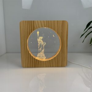 IMG_E8325 A 3D creative acrylic wooden night light in the shape of the Statue of Liberty