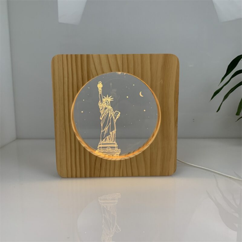 IMG_E8325 A 3D creative acrylic wooden night light in the shape of the Statue of Liberty