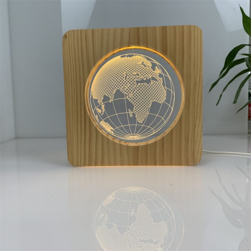 Creative Earth-shaped acrylic wooden night light