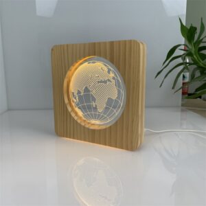 Creative Earth-shaped acrylic wooden night light