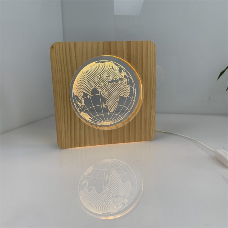 Creative Earth-shaped acrylic wooden night light