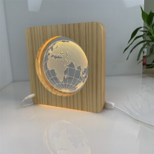 Creative Earth-shaped acrylic wooden night light