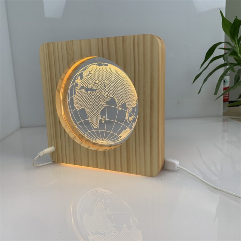 Creative Earth-shaped acrylic wooden night light