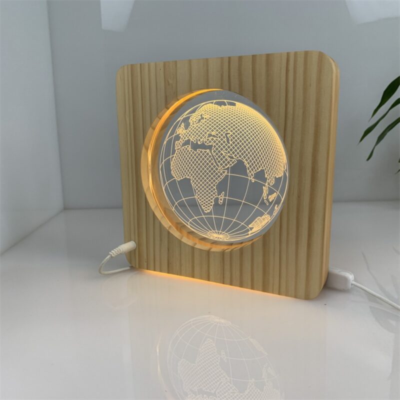 Creative Earth-shaped acrylic wooden night light