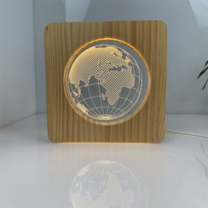 Creative Earth-shaped acrylic wooden night light