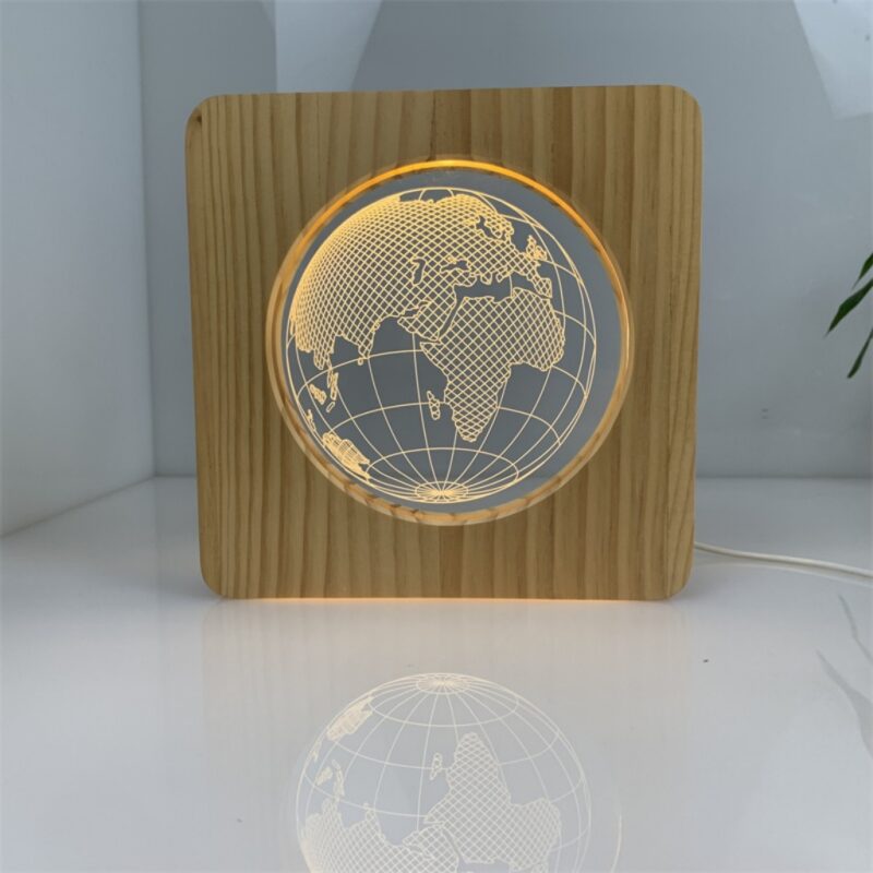 Creative Earth-shaped acrylic wooden night light