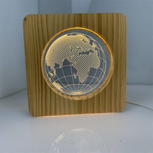Creative Earth-shaped acrylic wooden night light