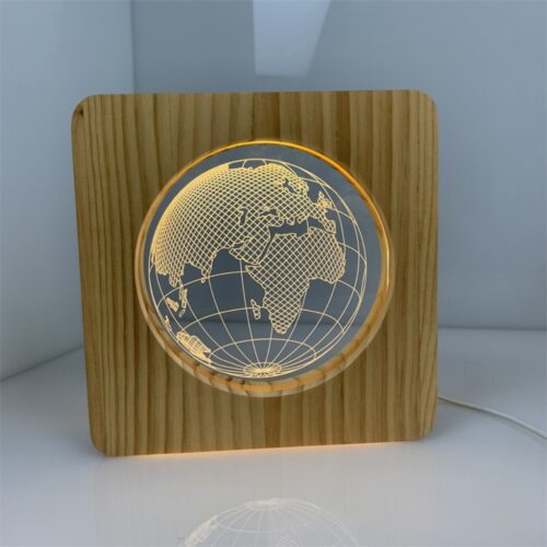 Creative Earth-shaped acrylic wooden night light