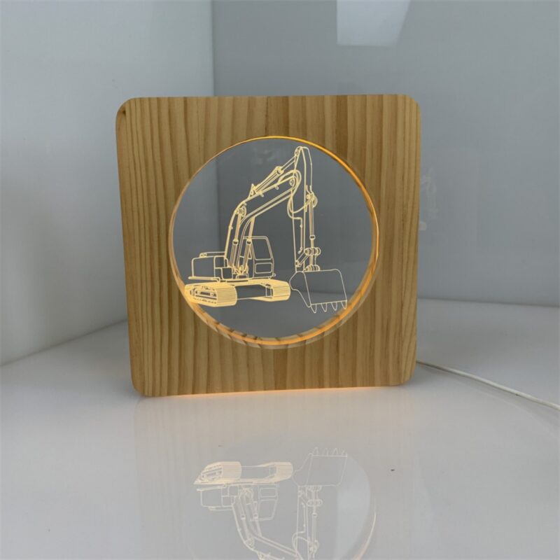 Acrylic solid wood table lamp for engineering vehicle excavators