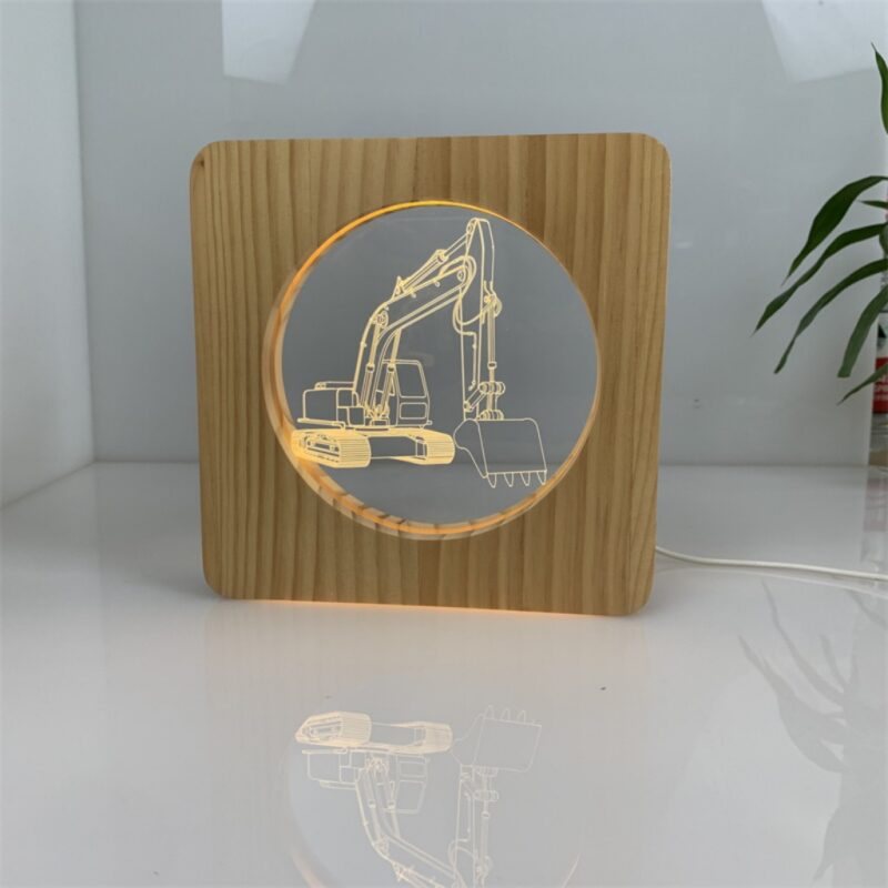 Acrylic solid wood table lamp for engineering vehicle excavators