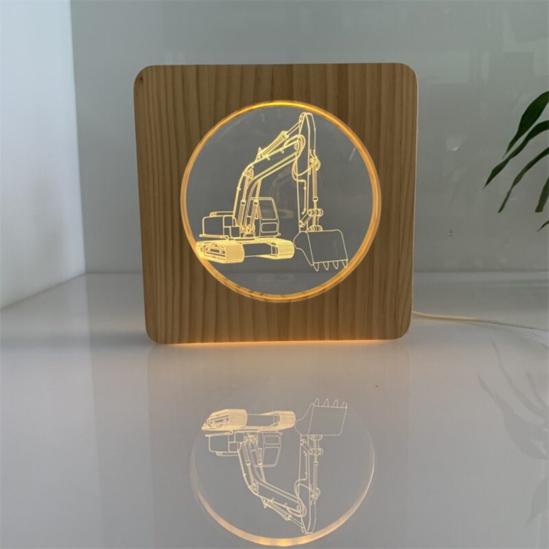 Acrylic solid wood table lamp for engineering vehicle excavators