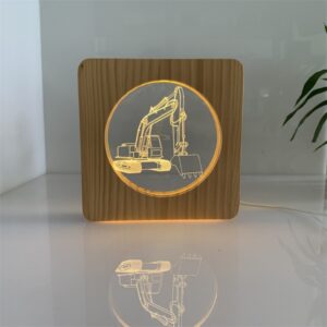 Acrylic solid wood table lamp for engineering vehicle excavators