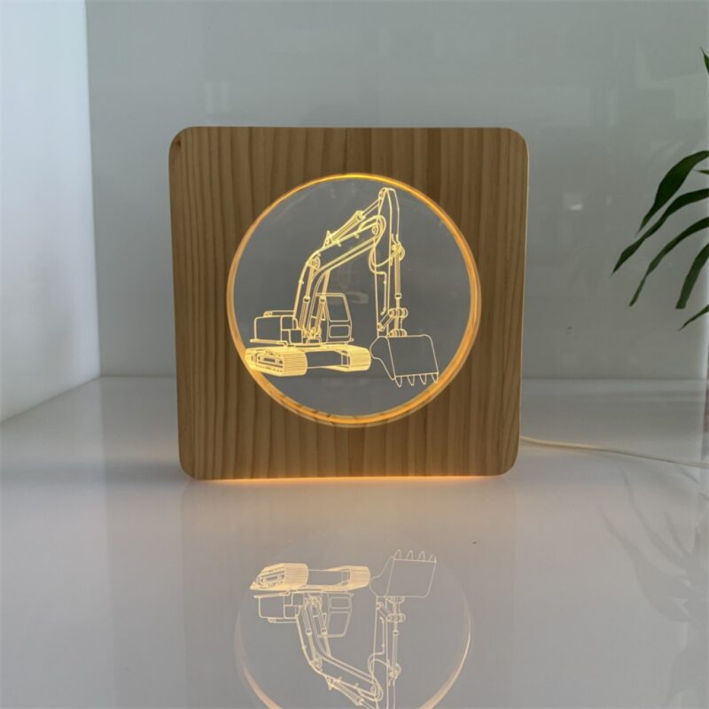 Acrylic solid wood table lamp for engineering vehicle excavators