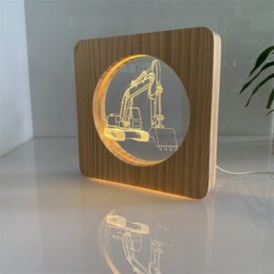 Acrylic solid wood table lamp for engineering vehicle excavators