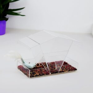 4 Window Bird Feeder for Outside with Waterproof Seed Storage