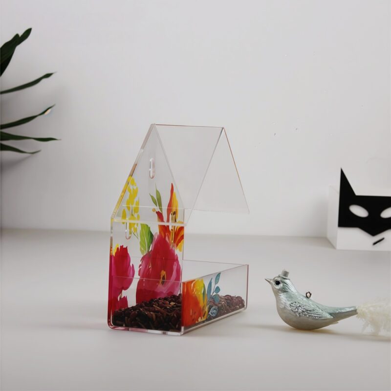 8 Colored printed acrylic bird feeder